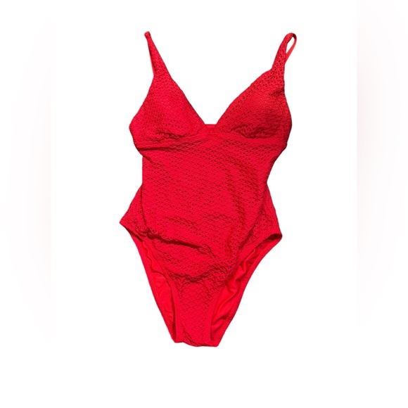 Splendid Other - SPLENDID V front crochet one piece swimsuit size Small style SP62814M NWT